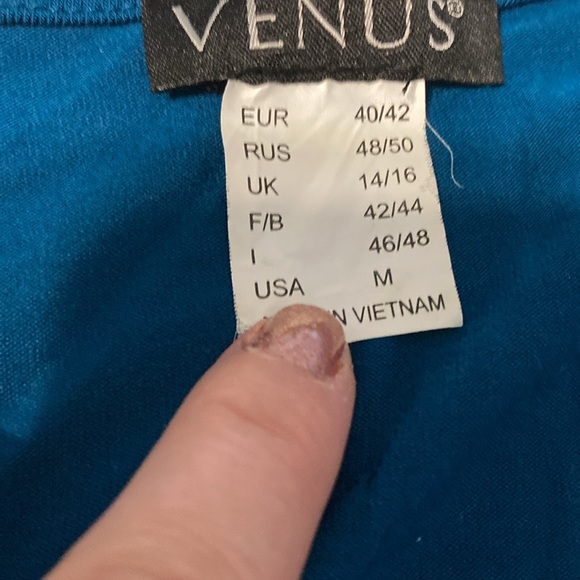 Venus size medium teal blouse with gold zipper - Picture 3 of 5